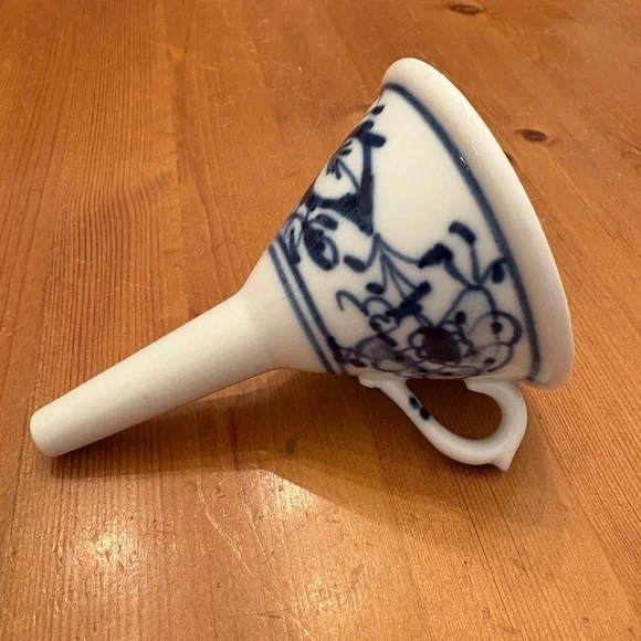 Blue and White Ceramic Funnel Decorative Home Accent - Picture 2 of 3